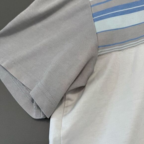 Travis Mathew White Striped Polo Shirt Small Logo Golf Polo Mens Size XLarge - Picture 3 of 16